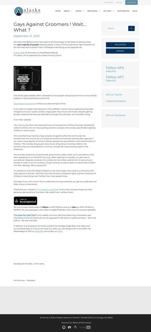 Captured original article page: Gays Against Groomers ! Wait…What ?