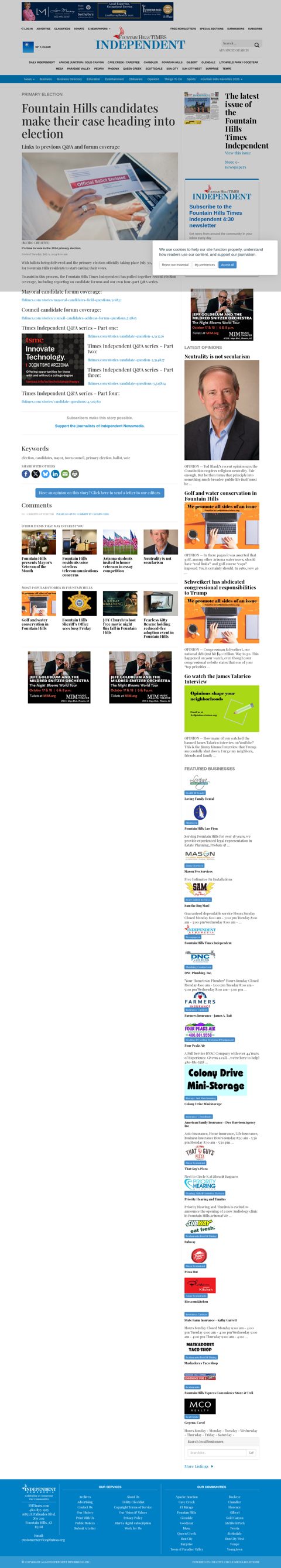 Captured original article page: Fountain Hills candidates make their case heading into election