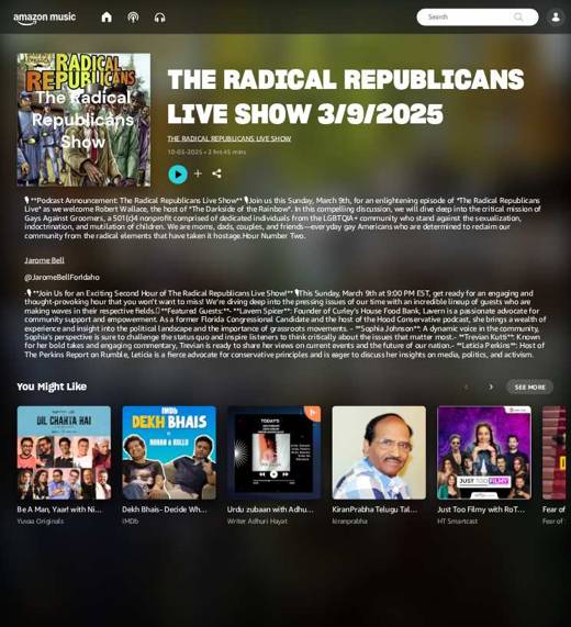 Captured original article page: The Radical Republicans Live Show 3-9-2025