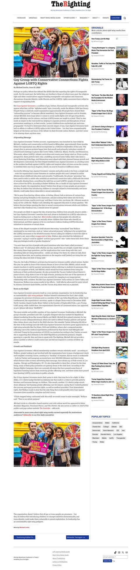Captured original article page: Gay Group with Conservative Connections Fights Against LGBTQ Rights